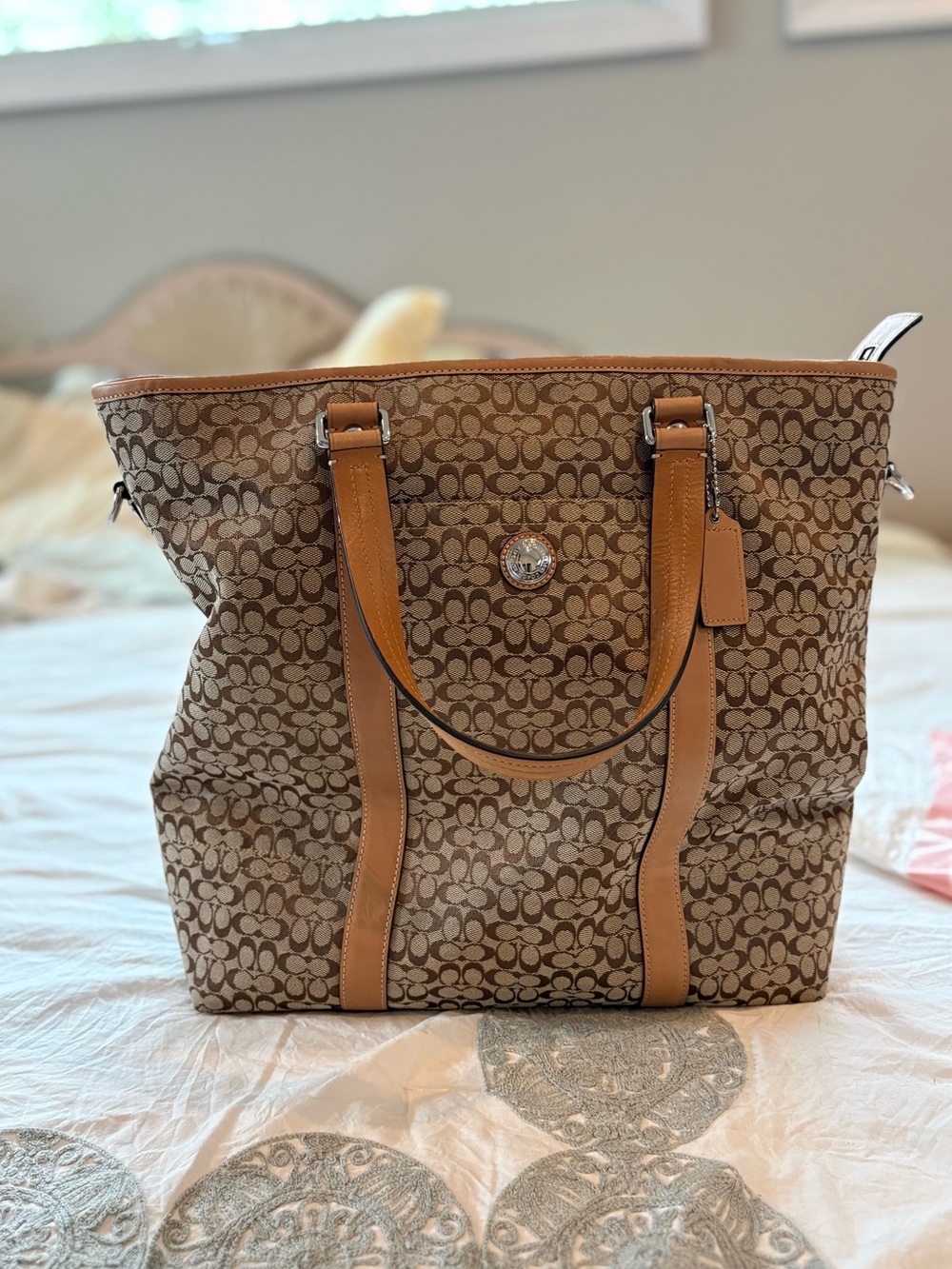 Large Coach Brown Signature Tote